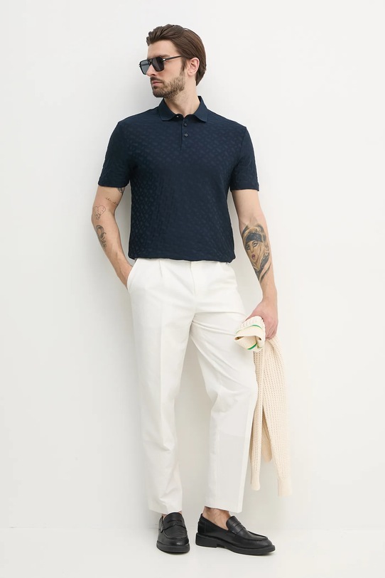 BOSS polo de bumbac 50537132 bleumarin SS25