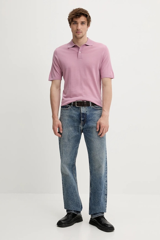 Vunena polo majica Samsoe Samsoe SAROWAN M10000059 roza SS25