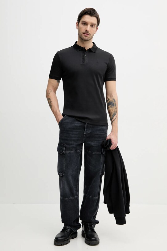 Βαμβακερό μπλουζάκι πόλο Calvin Klein K10K114135 μαύρο SS25