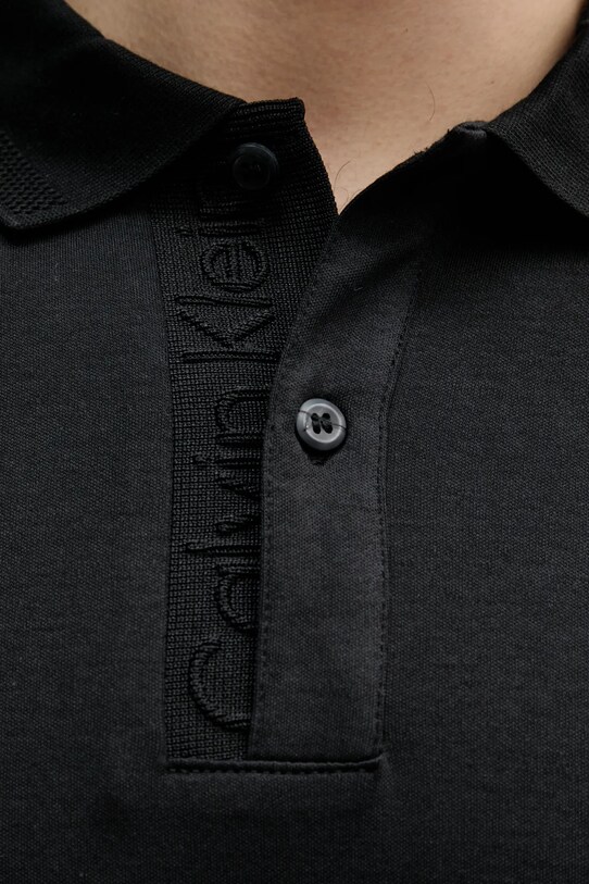 Βαμβακερό μπλουζάκι πόλο Calvin Klein K10K114135 μαύρο