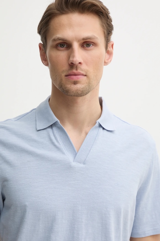 Поло с примесью льна Calvin Klein голубой K10K114136