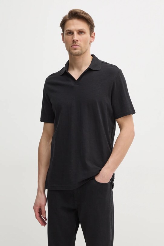 Поло с примесью льна Calvin Klein regular чёрный K10K114136