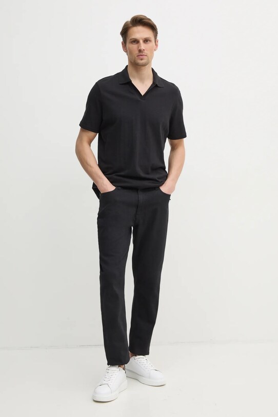 Поло с примесью льна Calvin Klein K10K114136 чёрный SS25