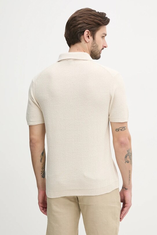 Odzież Calvin Klein polo z domieszką lnu K10K114463 beżowy