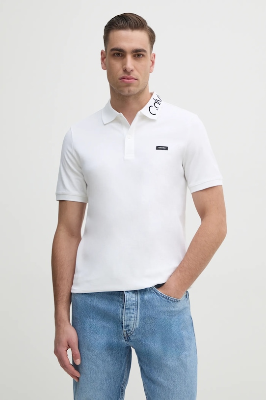 Polo tričko Calvin Klein nášivka biela K10K114474