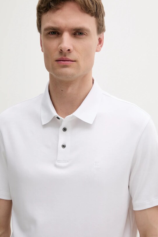 Ρούχα Βαμβακερό μπλουζάκι πόλο Calvin Klein LV04LB276G λευκό