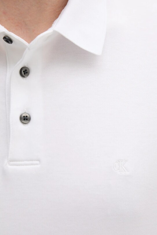 Βαμβακερό μπλουζάκι πόλο Calvin Klein λευκό LV04LB276G