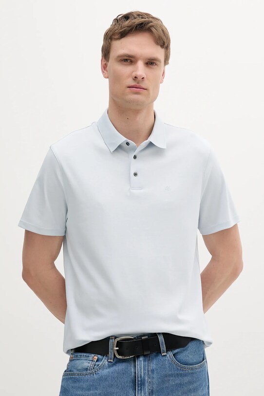 Bavlněné polo tričko Calvin Klein hladký modrá LV04LB276G