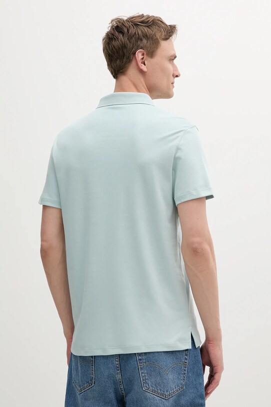 Bavlněné polo tričko Calvin Klein LV04LB276G tyrkysová SS25