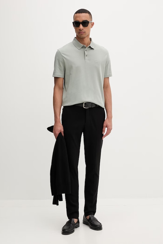 Calvin Klein polo męskie bawełniane LV04LB276G zielony SS26
