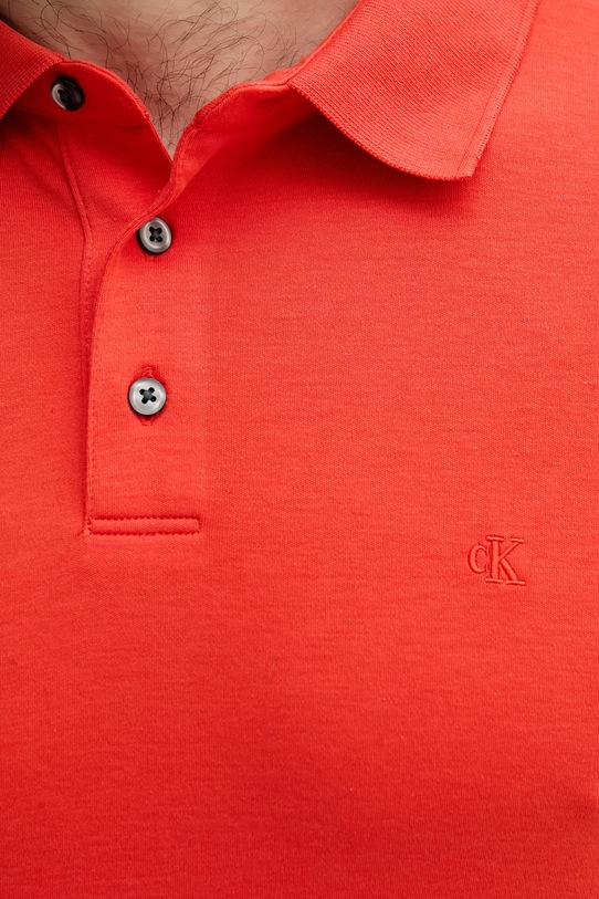 Памучна тениска с яка Calvin Klein червен LV04LB276G