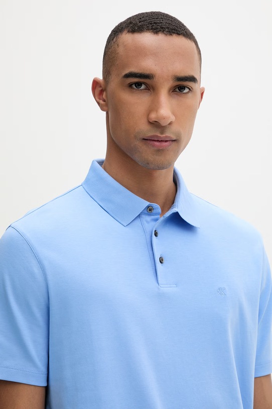 Calvin Klein πόλο ανδρικό βαμβακερό μπλε LV04LB276G