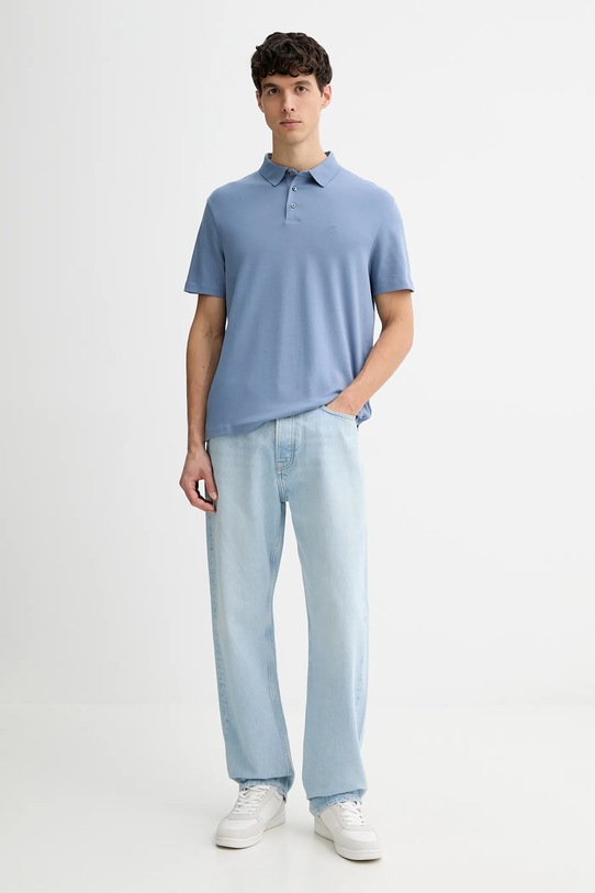 Βαμβακερό μπλουζάκι πόλο Calvin Klein LV04LB276G μωβ NC25