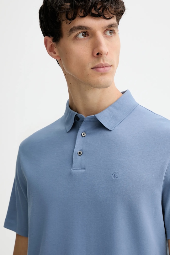 Βαμβακερό μπλουζάκι πόλο Calvin Klein μωβ LV04LB276G