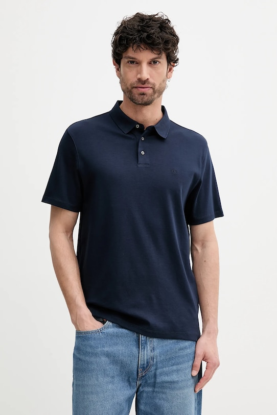 Bavlnené polo tričko Calvin Klein jednofarebný tmavomodrá LV04LB276G