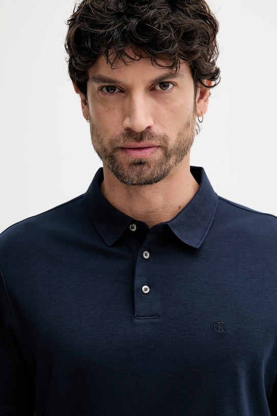 Oblečenie Bavlnené polo tričko Calvin Klein LV04LB276G tmavomodrá