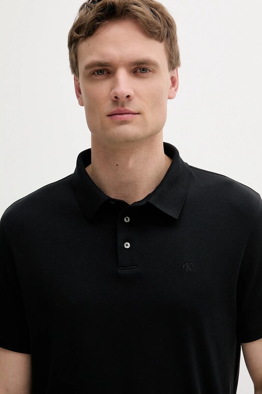 Ρούχα Βαμβακερό μπλουζάκι πόλο Calvin Klein LV04LB276G μαύρο