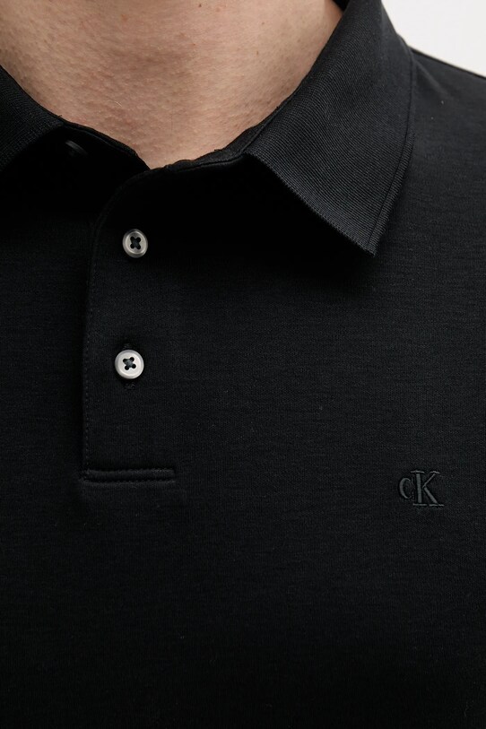 Βαμβακερό μπλουζάκι πόλο Calvin Klein μαύρο LV04LB276G