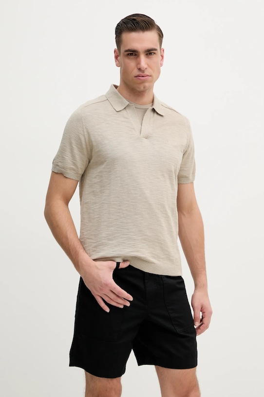 Bavlnené polo tričko Calvin Klein jednofarebný béžová K10K114087