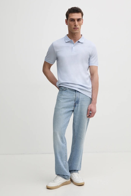 Bavlnené polo tričko Calvin Klein K10K114475 modrá SS25