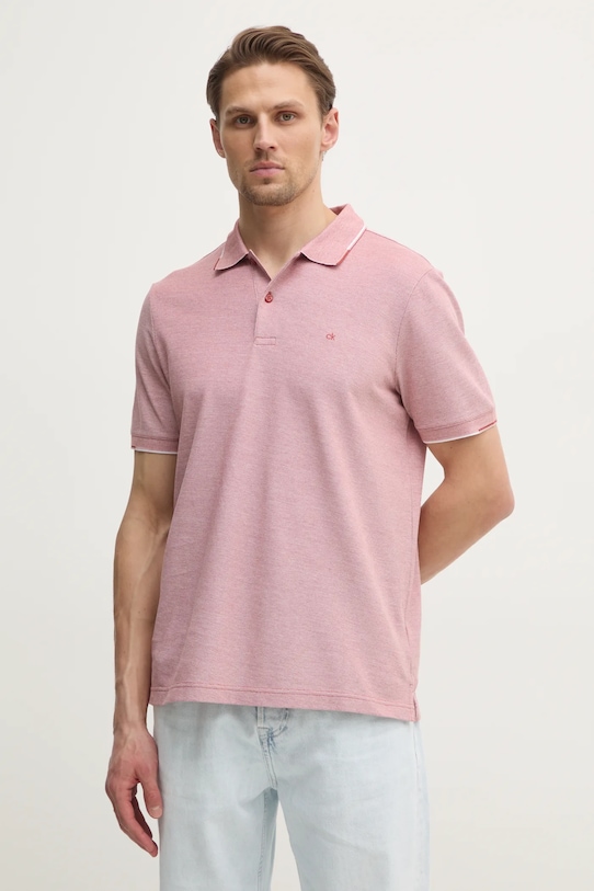 Calvin Klein polo bawełniane bawełna różowy K10K114475