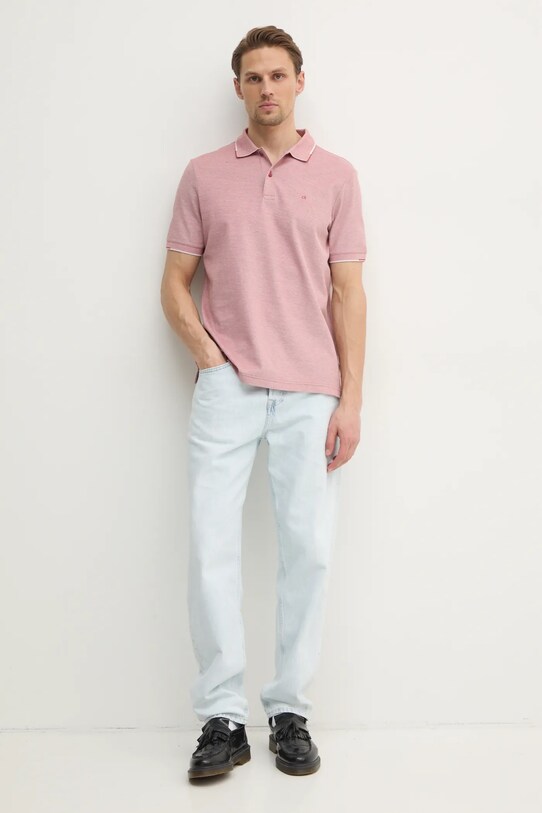 Бавовняне поло Calvin Klein K10K114475 рожевий SS25