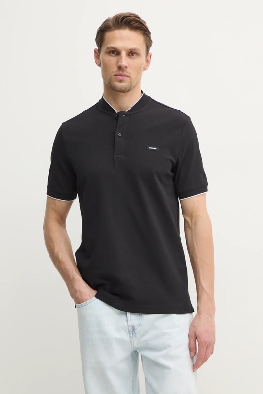 Calvin Klein polo z elastanem czarny K10K114139