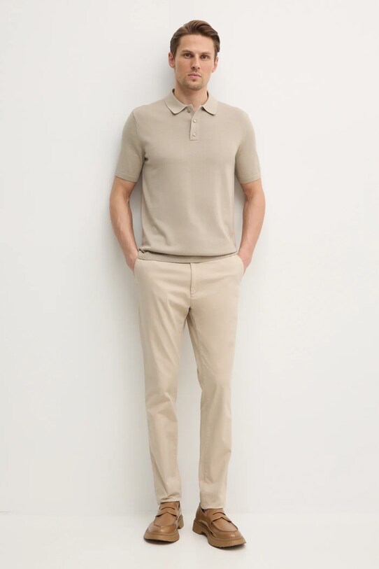 Calvin Klein polo bawełniane K10K114476 beżowy SS25