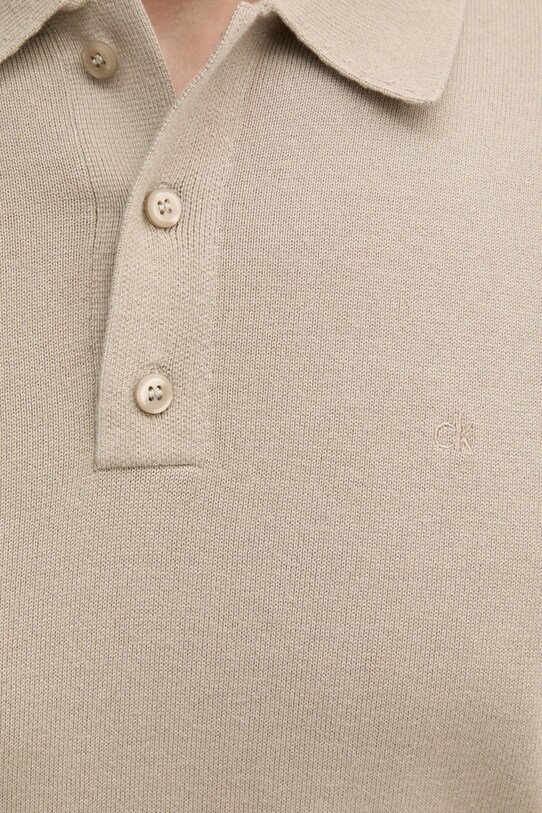 Calvin Klein polo bawełniane K10K114476 beżowy