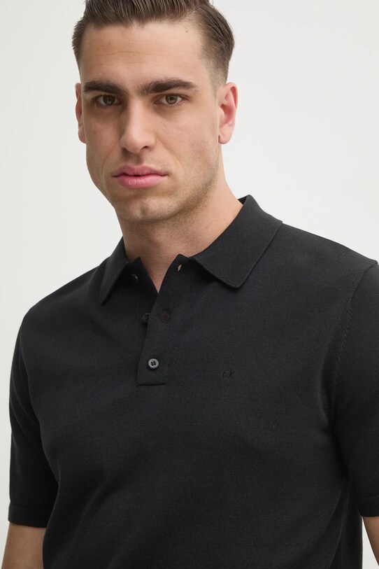 Calvin Klein polo de bumbac negru K10K114476