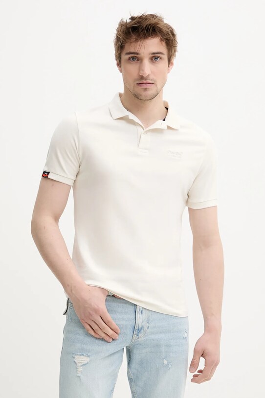Superdry polo bawełniane bawełna beżowy M1110439A.B7G