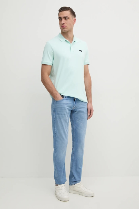 Polo tričko Calvin Klein K10K114141 tyrkysová SS25