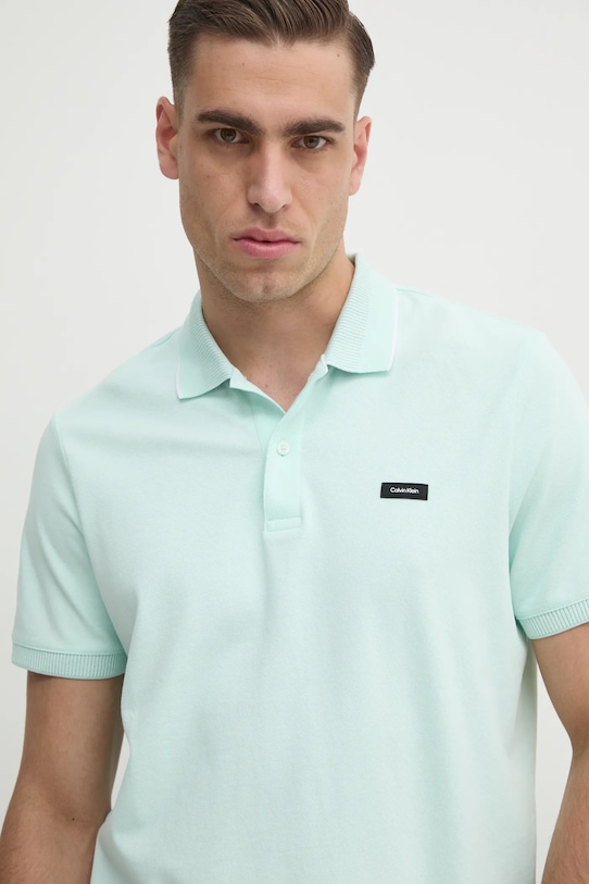 Polo tričko Calvin Klein tyrkysová K10K114141