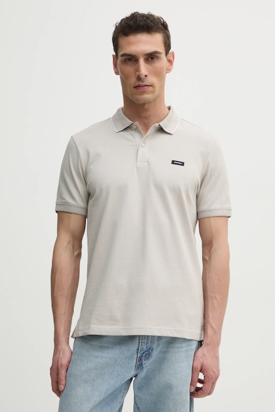 Polo tričko Calvin Klein jednofarebný béžová K10K114141