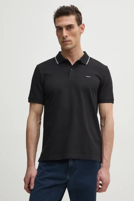 Polo tričko Calvin Klein jednofarebný čierna K10K114141