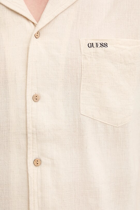 Сорочка з домішкою льону Guess бежевий F5GH03.WH431
