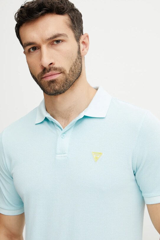 Odzież Guess polo bawełniane F5GP00.K9WF1 turkusowy