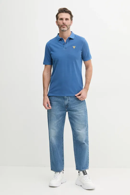 Bavlnené polo tričko Guess F5GP00.K9WF1 modrá SS25