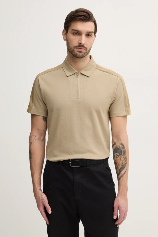 Bavlnené polo tričko Calvin Klein Jeans slim zelená J30J327240