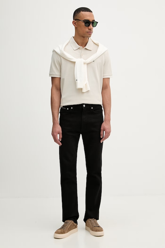 Calvin Klein Jeans polo męskie bawełniane LV040EM269 beżowy SS26