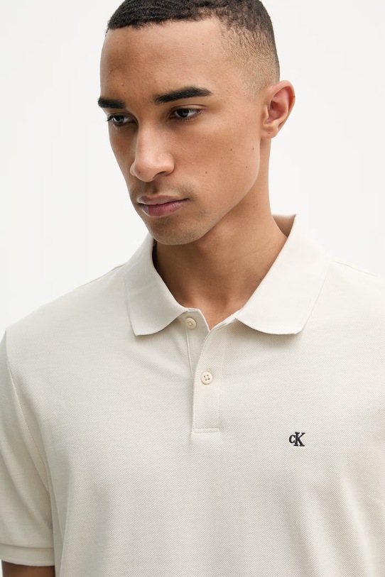 Calvin Klein Jeans polo męskie bawełniane beżowy LV040EM269