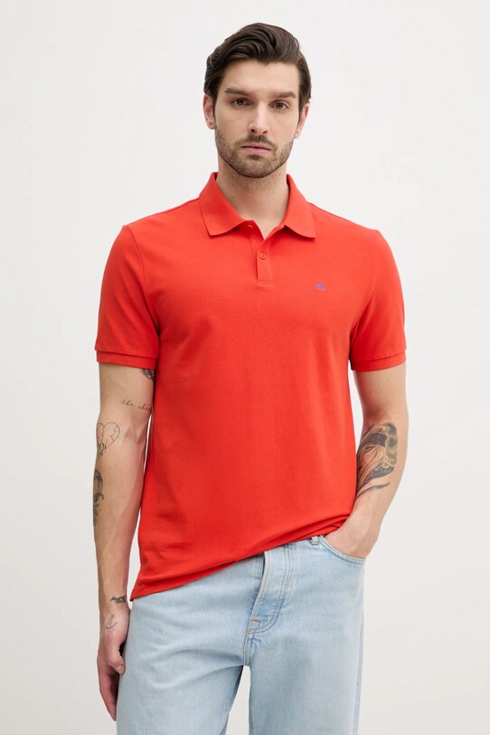 Bombažen polo Calvin Klein Jeans Brez vzorca oranžna LV040EM269