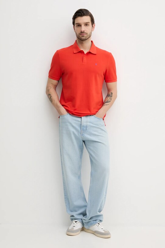 Bombažen polo Calvin Klein Jeans LV040EM269 oranžna SS25