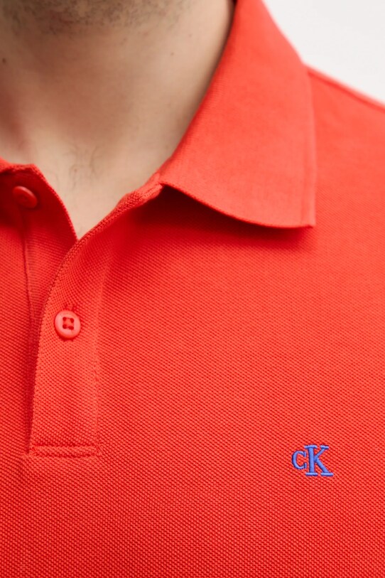 Bombažen polo Calvin Klein Jeans LV040EM269 oranžna