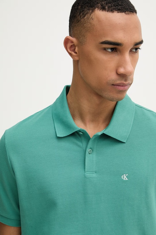 Calvin Klein Jeans polo męskie bawełniane zielony LV040EM269