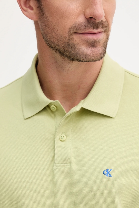 Хлопковое поло Calvin Klein Jeans зелёный LV040EM269