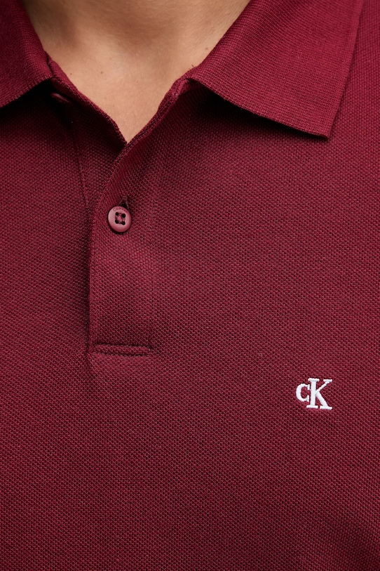Βαμβακερό μπλουζάκι πόλο Calvin Klein Jeans LV040EM269 μπορντό