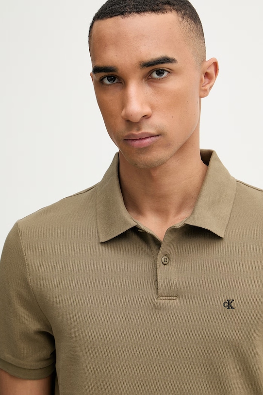Calvin Klein Jeans polo męskie bawełniane zielony LV040EM269