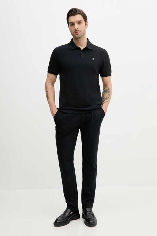 Bavlněné polo tričko Calvin Klein Jeans LV040EM269 černá SS25