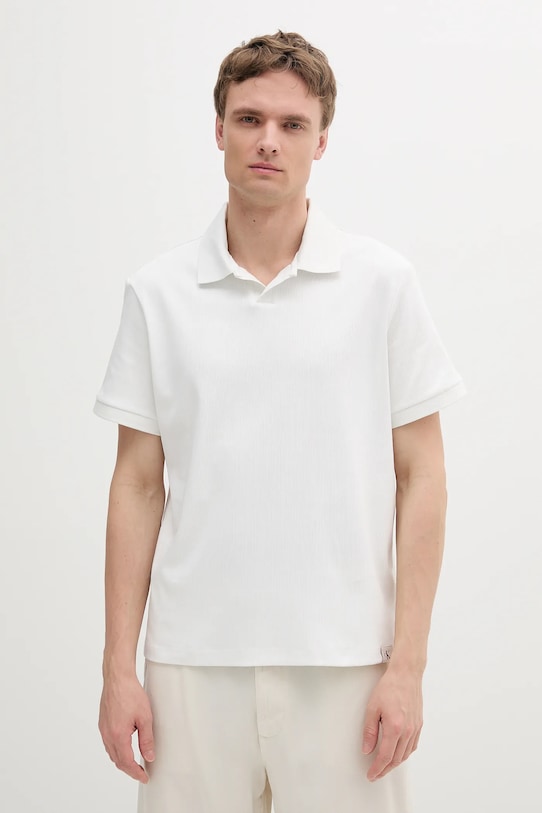 Bavlněné polo tričko Calvin Klein Jeans hladký bílá LV04RB282G